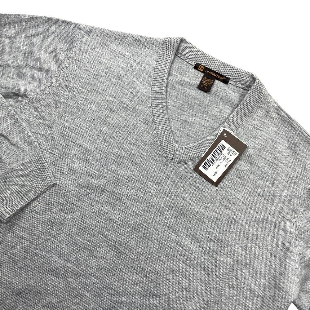 Harriton New w/tags 2XL Heather Gray Long Sleeve V‎ Neck Sweater